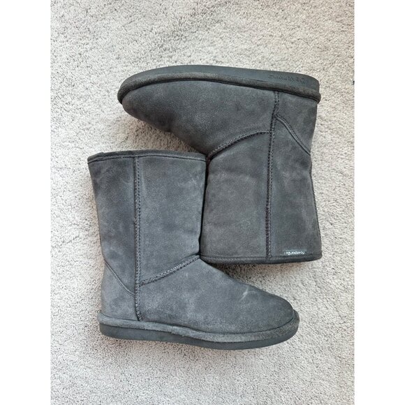 Bearpaw Emma Size 9 Shearling Fur Lined Winter 10" Boots Gray Suede - Picture 7 of 16